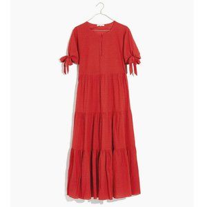NWT Madewell Tie-Sleeve Tiered Midi Dress